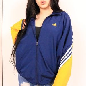 💙 BLUE AND YELLOW 3-STRIPE ADIDAS WINDBREAKER 💙